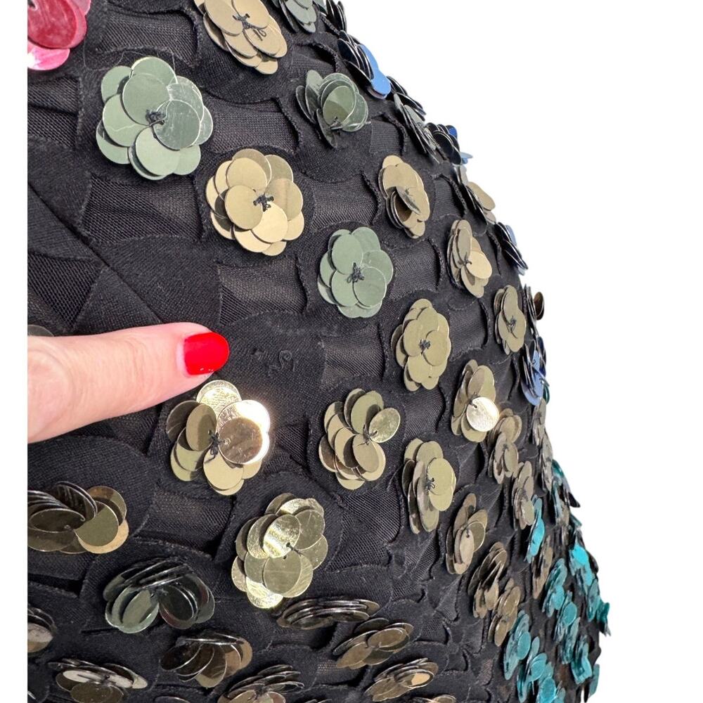 Cynthia Rowley Bella Sequin Appliqué Dress flower mini sheer stretch size 2 XS - Picture 9 of 12
